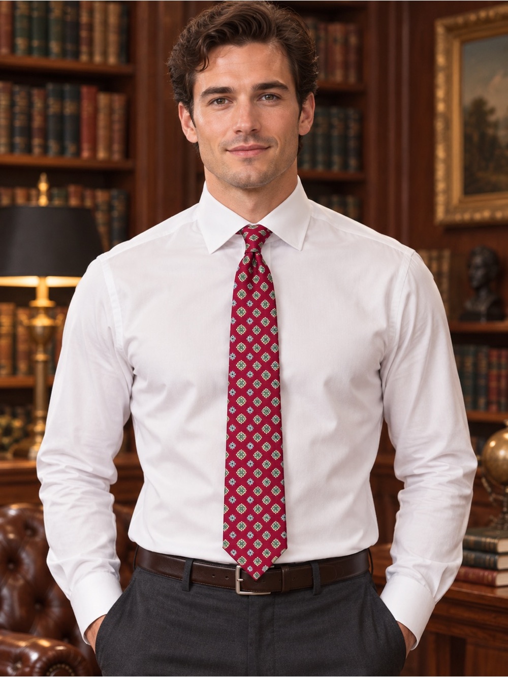 Kiton Silk Red Medallion Tie